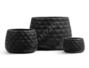 41.1020-0036-BLCK-35 Кашпо  ERGO - серия Diamond - Низкая чаша - Антрацит Цветочная коллекция