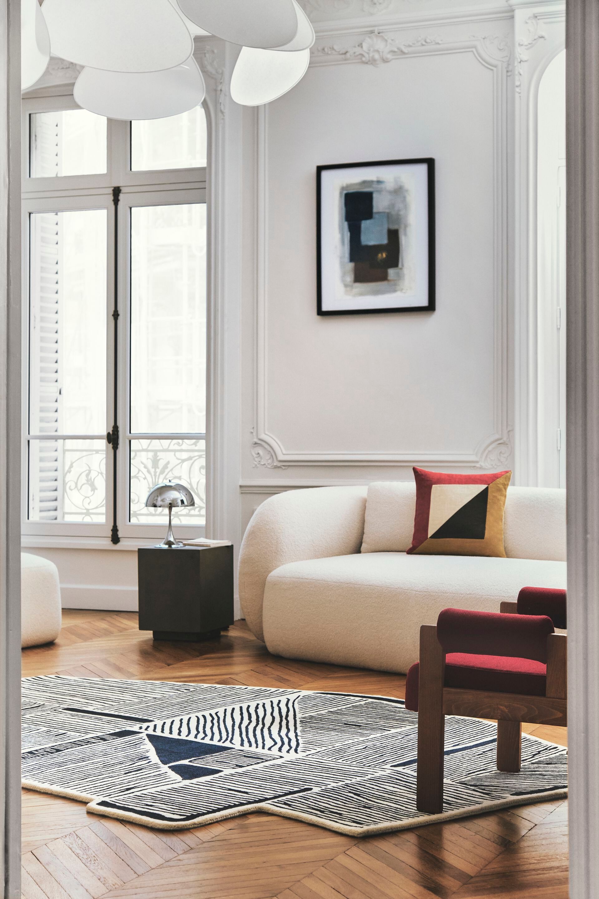 Шерстяной ковер с геометрическим рисунком Toulemonde Bochart ANTICA BLEU ARCH-00008292 - Вид №1