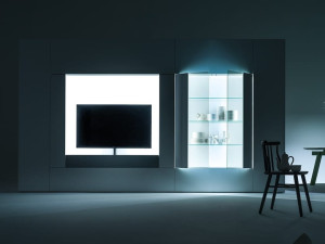 Шкаф с подставкой для телевизора и витриной