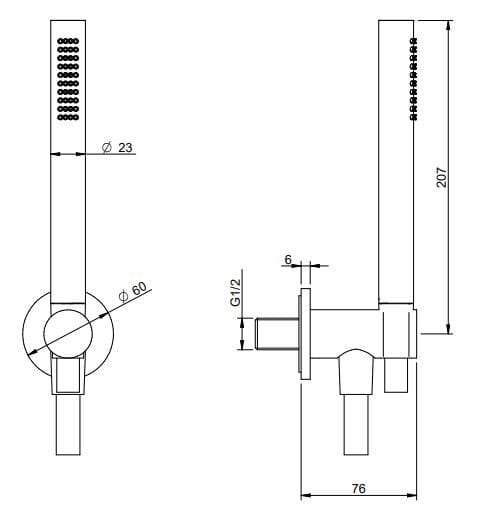 Смеситель для душа из нержавеющей стали с ручным душем Rubinetterie Treemme 3.6 ARCH-00074182 - Вид №3