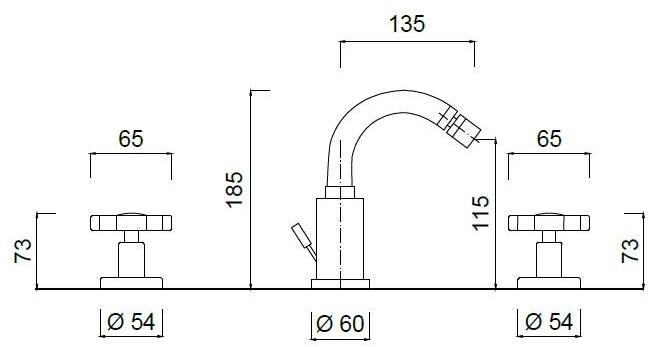 Rubinetteria Giulini Смеситель для биде на 3 отверстия с регулируемым изливом Giò crystal - giò F3645a/s - Вид №1