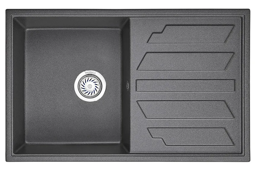 8002, ГРАФИТ (ЧЁРНО-СЕРЫЙ), кухонная мойка, кварц GRANULA 8002-ST224 - Вид №1