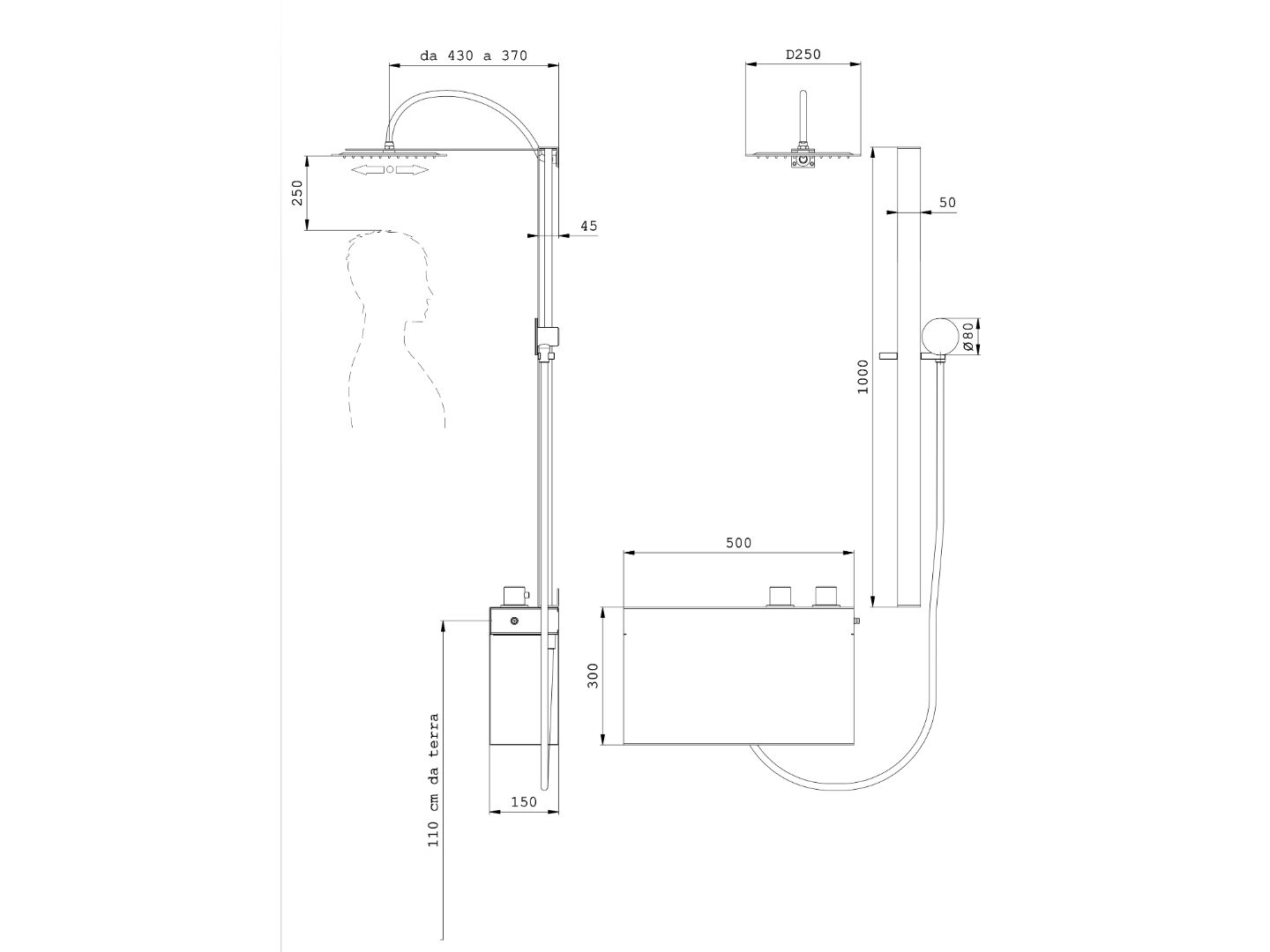 Стержень из нержавеющей стали с ручным душем Cropelli Alyssia ARCH-00123690 - Вид №38