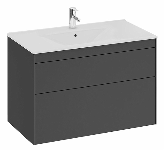 47437 IFO Sense тумба под умывальник с двумя ящиками, W = 600 мм, W1 = 610 мм, темно-серый - Вид №9