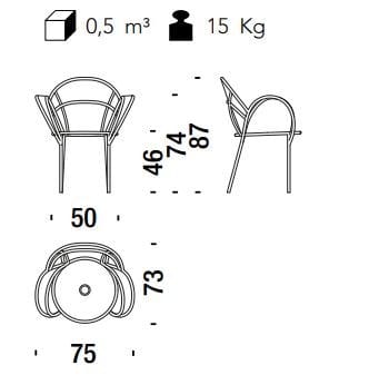 Стул с подлокотниками из плетеной полиэтиленовой проволоки MOROSO M'afrique ARCH-00008557 - Вид №6