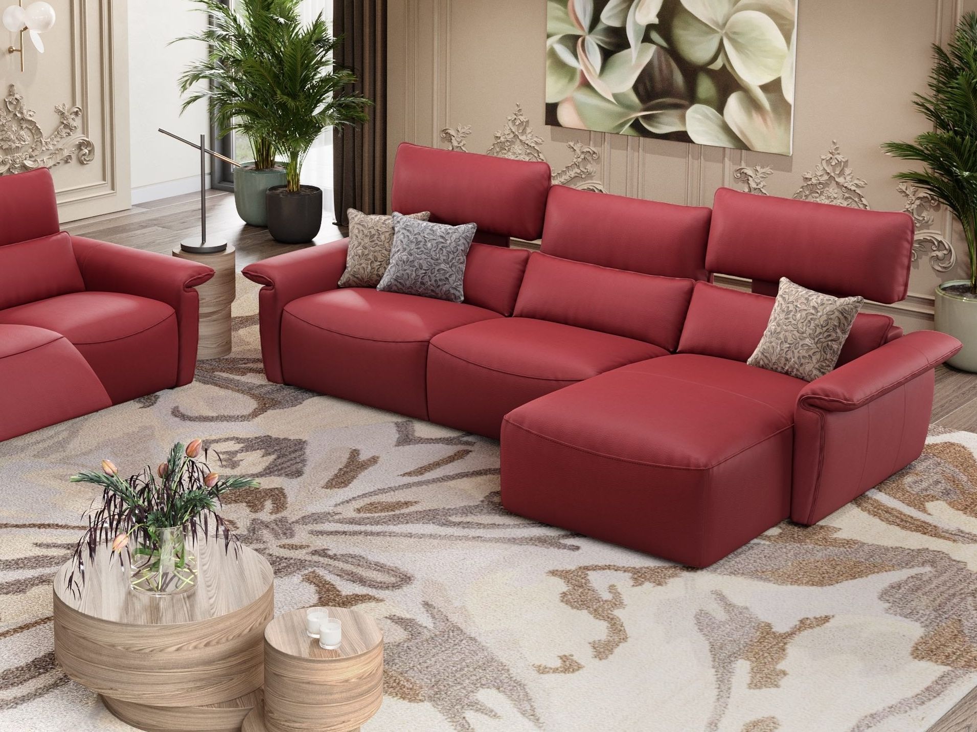 Кожаный диван с полуостровом Sofanella Merida ARCH-00020135 - Вид №2