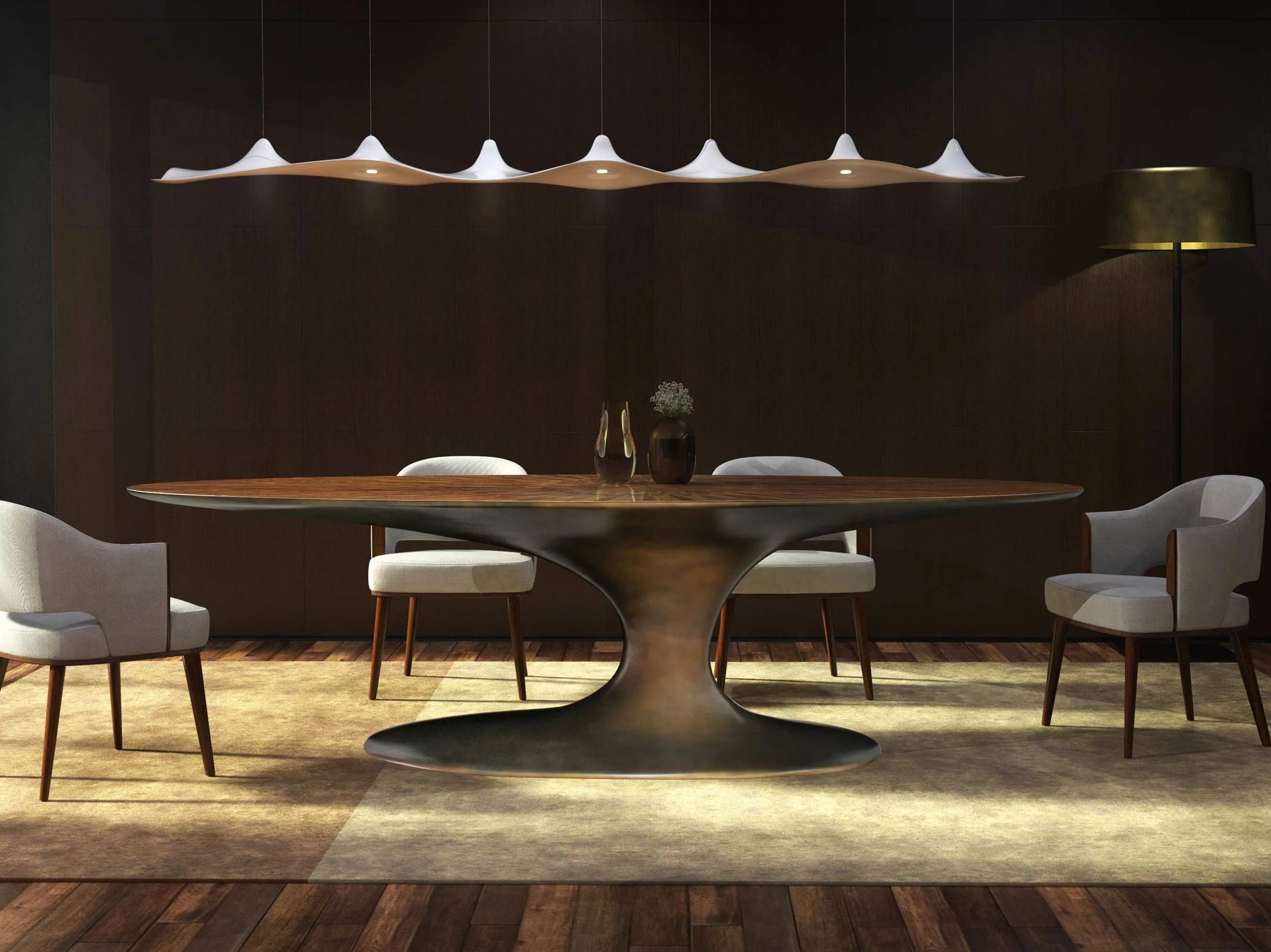 Овальный обеденный стол из стекловолокна и шпона GANSK JADE ARCH-00103800 - Вид №4