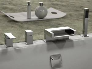 Remer Rubinetterie Комплект для ванны с ручным душем на 4 отверстия Qubika cascata Qc06