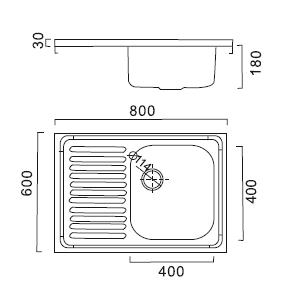 HBD6080 Кухонная мойка , сталь микродекор Haiba  - Вид №2