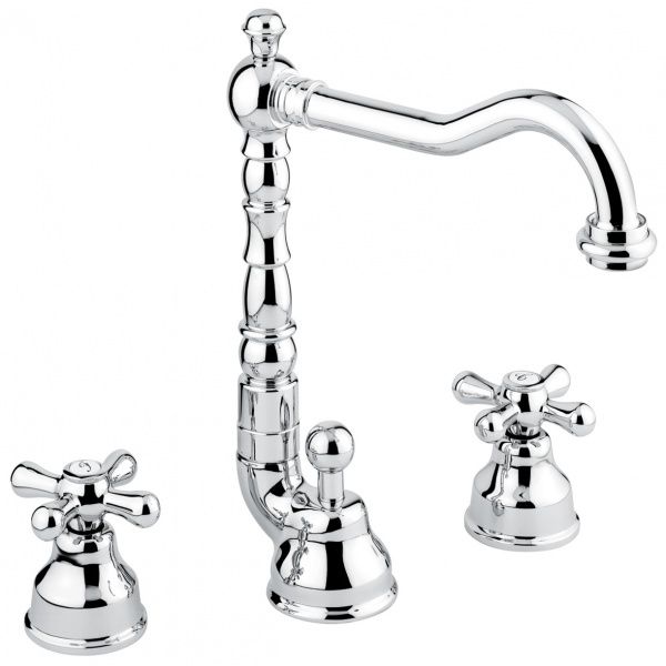 12643CR Смеситель Deco Old с донным клапаном для раковины на 3 отверстия, цвет хром EMMEVI Decò old