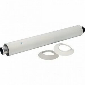 Труба дымохода STOUT коаксиальная 60/100  854 мм с проходом через стену и оконечником