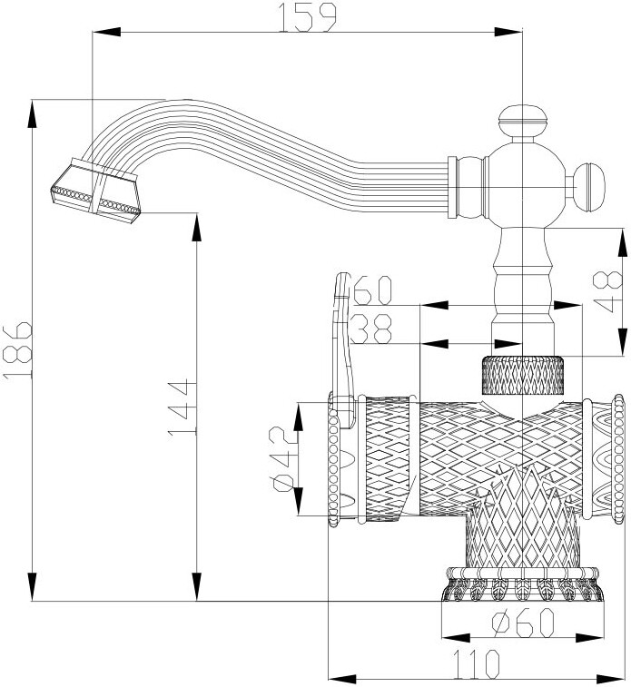 Смеситель ZorG Antic A 413U-SL для раковины, серебро - Вид №1