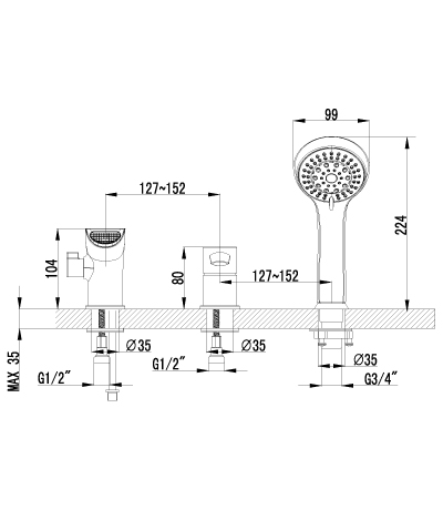 LM3245C Смеситель Atlantiss на борт ванны LEMARK ATLANTISS  - Вид №1