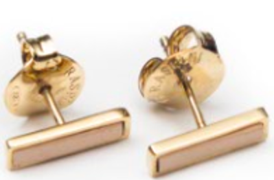 FL39 Серьги-гвоздики, кожа, латунь, позолота Flowersforzoe Santreyd 