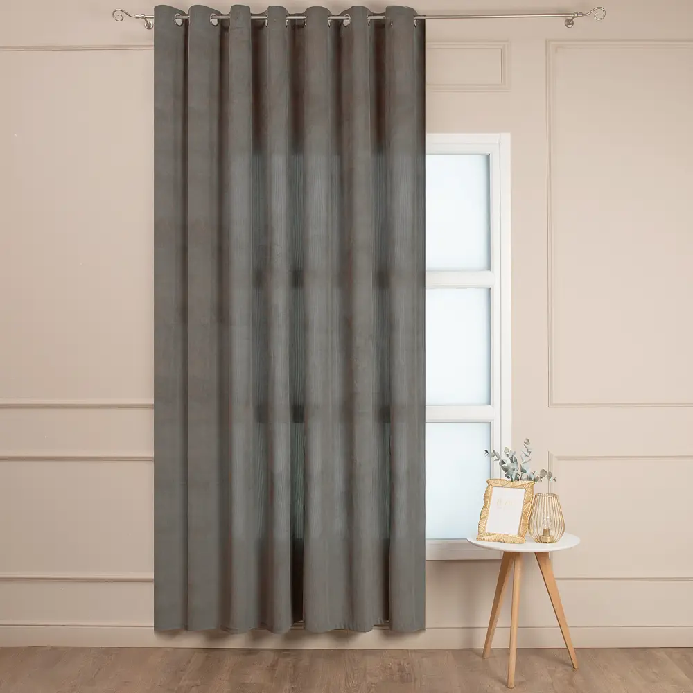 AMORE MIO Штора на люверсах серо-бежевая 200x280 см для спальни 89433191 STLM-1582186