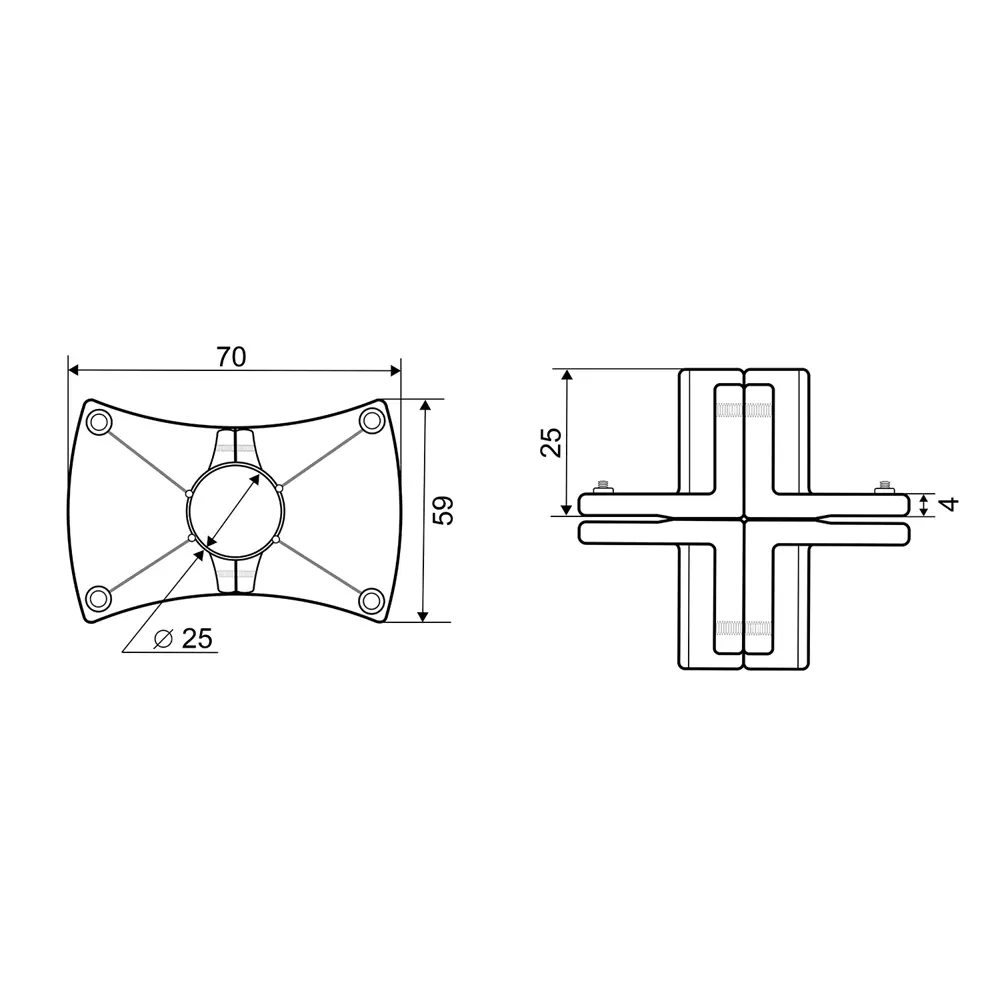Держатель панели ⌀25 горизонтальный двусторонний хром Santreyd STLM-2108266 - Вид №3