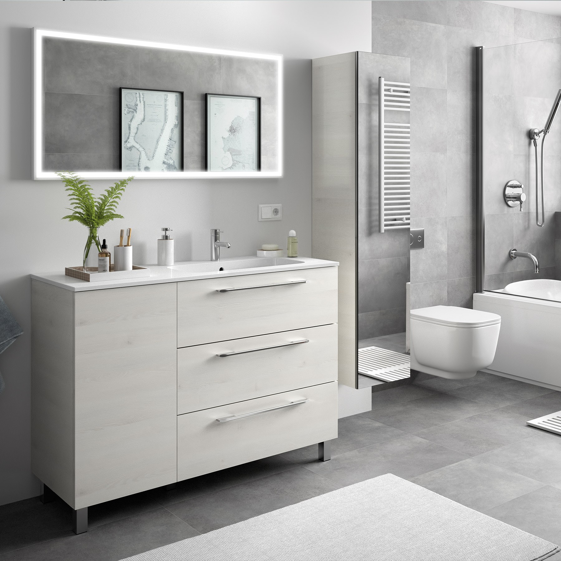 26866 SALGAR Колонна АЛЬЯНС 1600 двусторонняя 1 зеркальная дверца SBIANCATO 350 x 1600 x 349 мм Sbiancato  - Вид №1