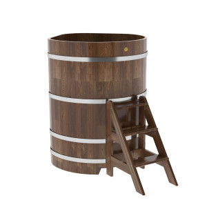 1571 Купель угловая из сращенных ламелей лиственницы 1,03х1,03х1,4 морёная Alyarus