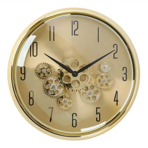 Настенные часы Dream River золотые круглые с бесшумным механизмом 89395798