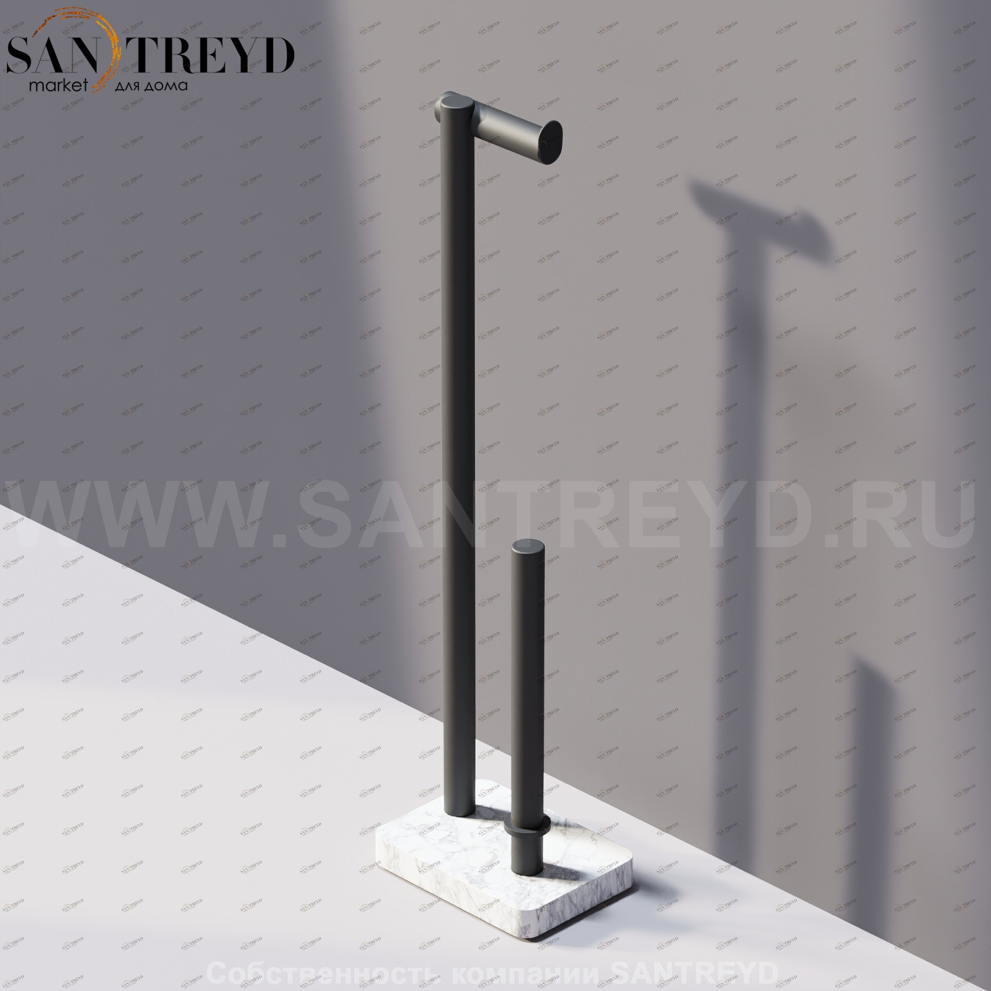 Agape DOT LINE Конструкция с функцией держателя для туалетной бумаги с запасным держателем черная на подставке из белого мрамора ADTL0461.NZ ADTL0461NZ