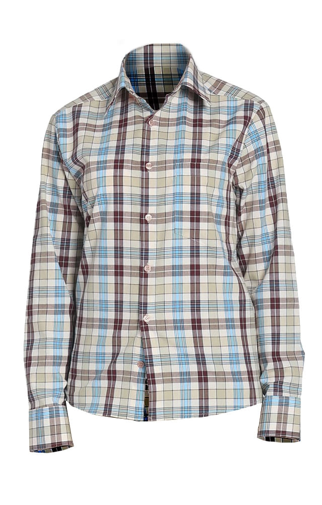 67814 Рубашка в клетку plaid beige (шотландка бежевая) HIPSTER  Толстовки, рубашки, футболки, тенниски  размер 44 (88) 