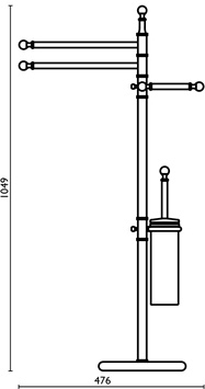RE646 Стойка напольная с бумагодержателем, ёршиком и 2 полотенцедержателями, h 105 cм. bagno&associati Complementi Bagno & Associati - Вид №1
