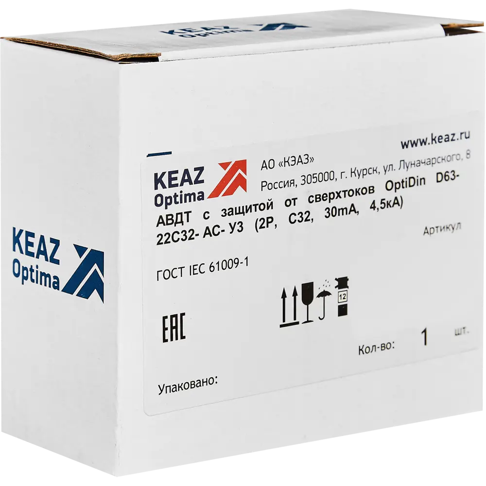 Дифференциальный автомат КЭАЗ Opti Din 32А с защитой от утечек 89206632 STLM-1105527 - Вид №4