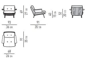 Кожаное кресло с деревянным корпусом с подлокотниками Minotti Daiki ARCH-00062004 - Вид №4