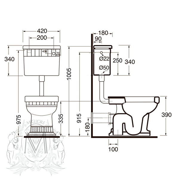 ML.GNT-25.811.BI/ML.GNT-25.838.BI/ML.MEC-29.138.DO Компакт унитаз с бачком Белый Migliore  Италия  - Вид №5