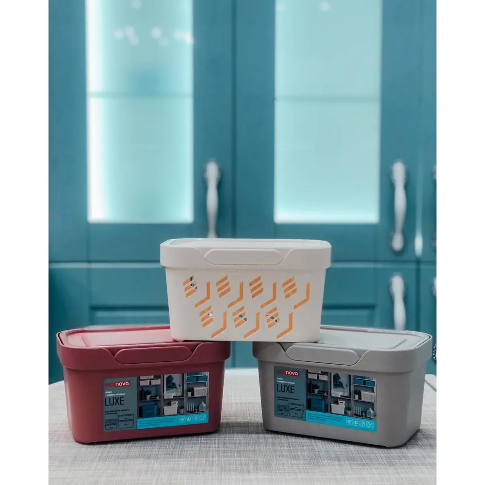 Ящик Deluxe с крышкой 19x13x11 см 1.9 л пластик цвет бежевый БЫТПЛАСТ STLM-2158011 - Вид №7