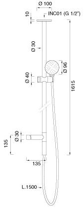 Ceadesign Смеситель потолочный для ванны / душа со штангой Cartesio Car 58 - Вид №1