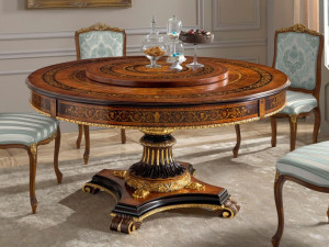 Классический стиль деревянный круглый стол для гостиной с Lazy Susan