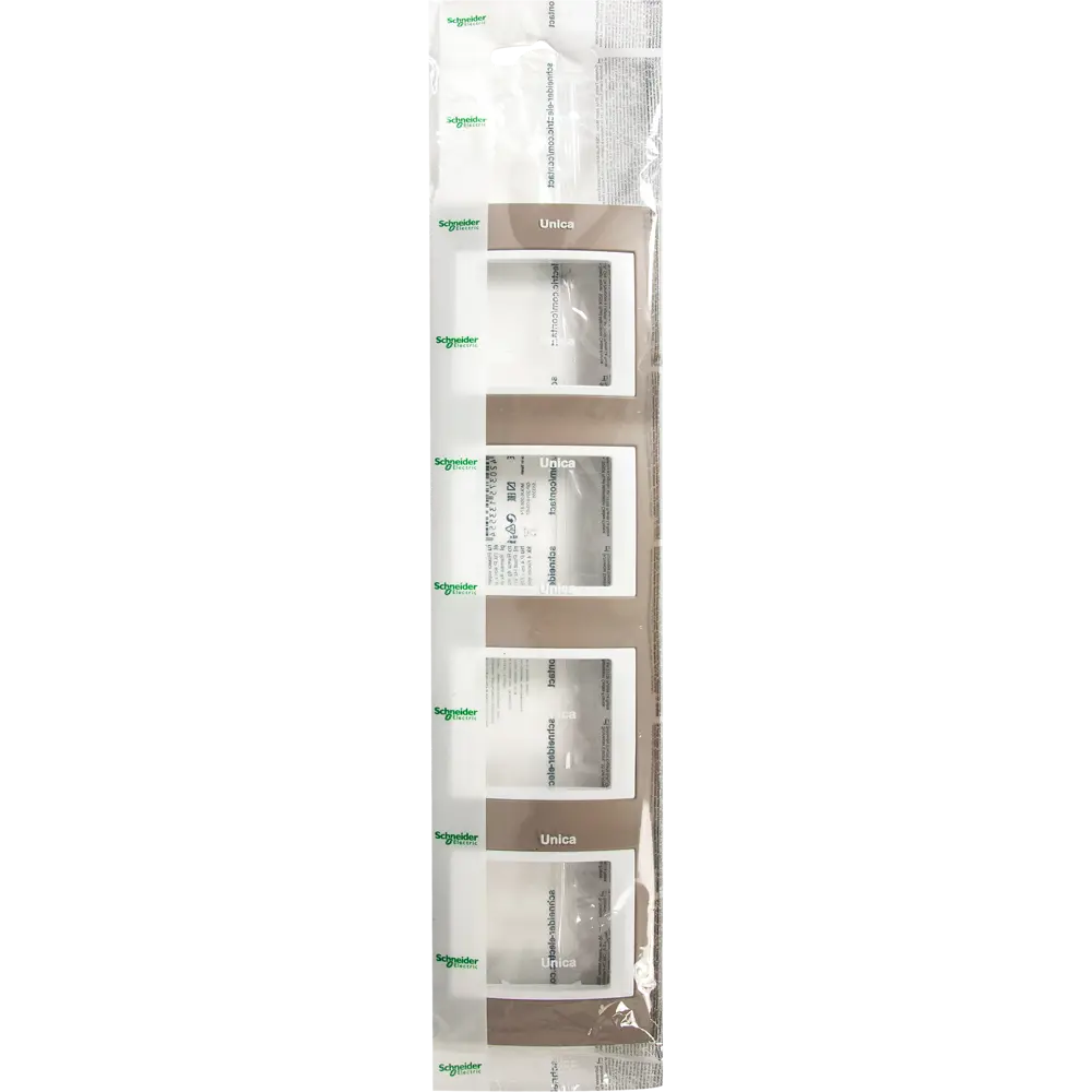 Рамка для розеток и выключателей Systeme Electric Unica 4 поста, цвет коричневый/белый STLM-2129273 - Вид №4