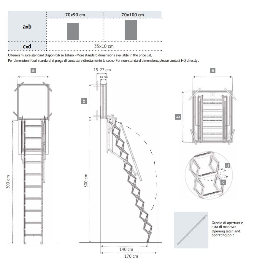 Настенная оцинкованная стальная выдвижная лестница Scrigno SIMPLO-WALL ARCH-00117030 - Вид №2