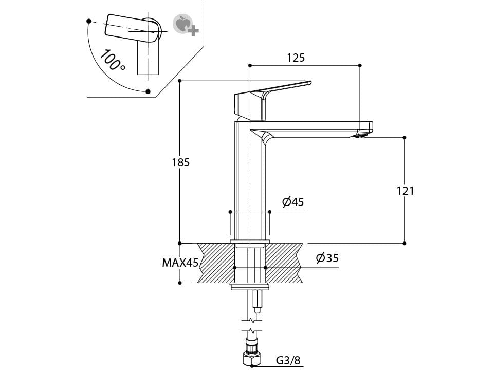 Латунный однорычажный смеситель для раковины Ritmonio Haptic S ARCH-00063429 - Вид №2