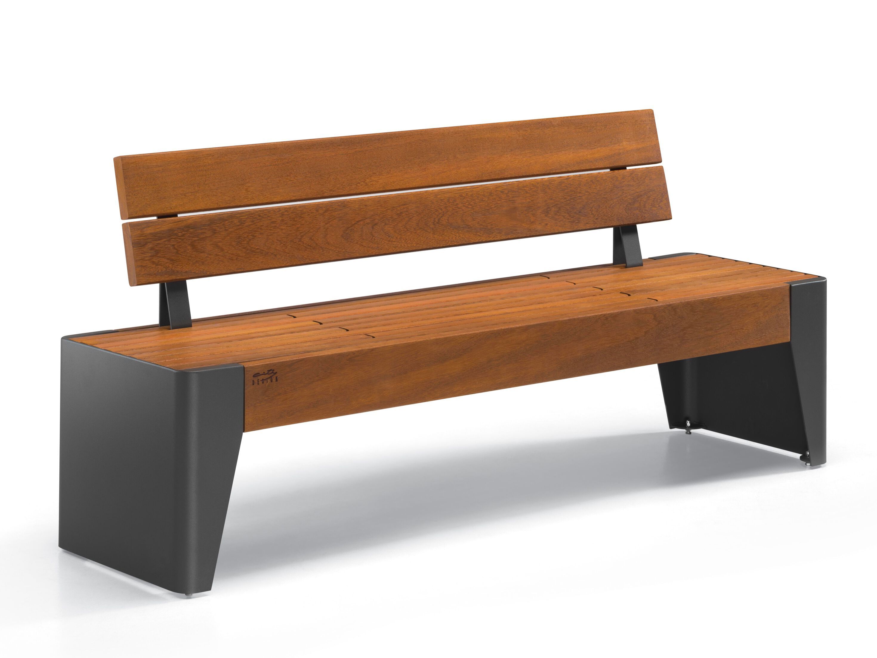 Стальная и деревянная скамья со спинкой City Design Fòla ARCH-00131228 - Вид №1