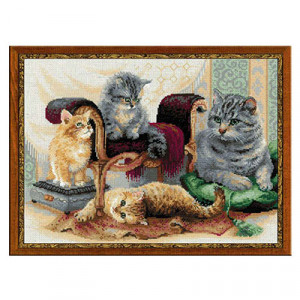 1327 Набор для вышивания Кошачье семейство 40 х 30 см RIOLIS Сотвори Сама
