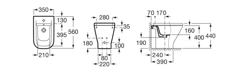 Фарфоровое биде с переливом пола Roca The Gap ARCH-00091572 - Вид №2