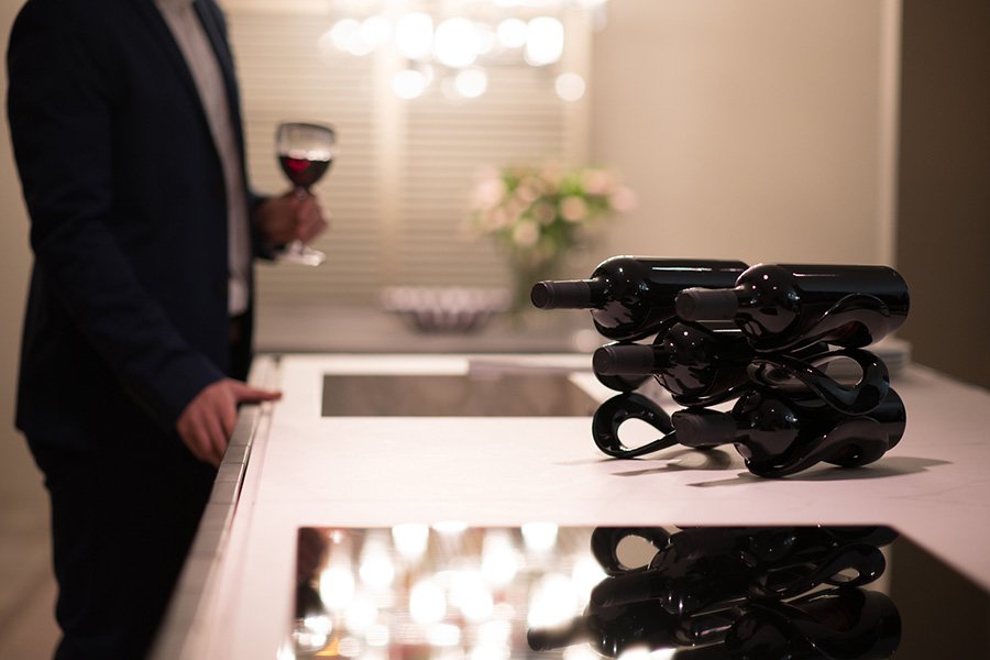 Подставка для бутылок стеклянная 32 см черная Cuvee GUZZINI  00-3872304 Черный  - Вид №2