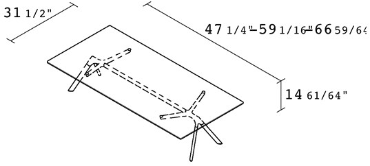 Alias Прямоугольный журнальный столик из алюминия и стекла Dry 45b - Вид №4