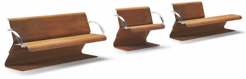 Metalco Скамья Corten ™ с подлокотниками и спинкой sun-id-1471295 - Вид №1