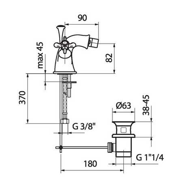 OT710102010 Смеситель для биде Webert Ottocento - Вид №1