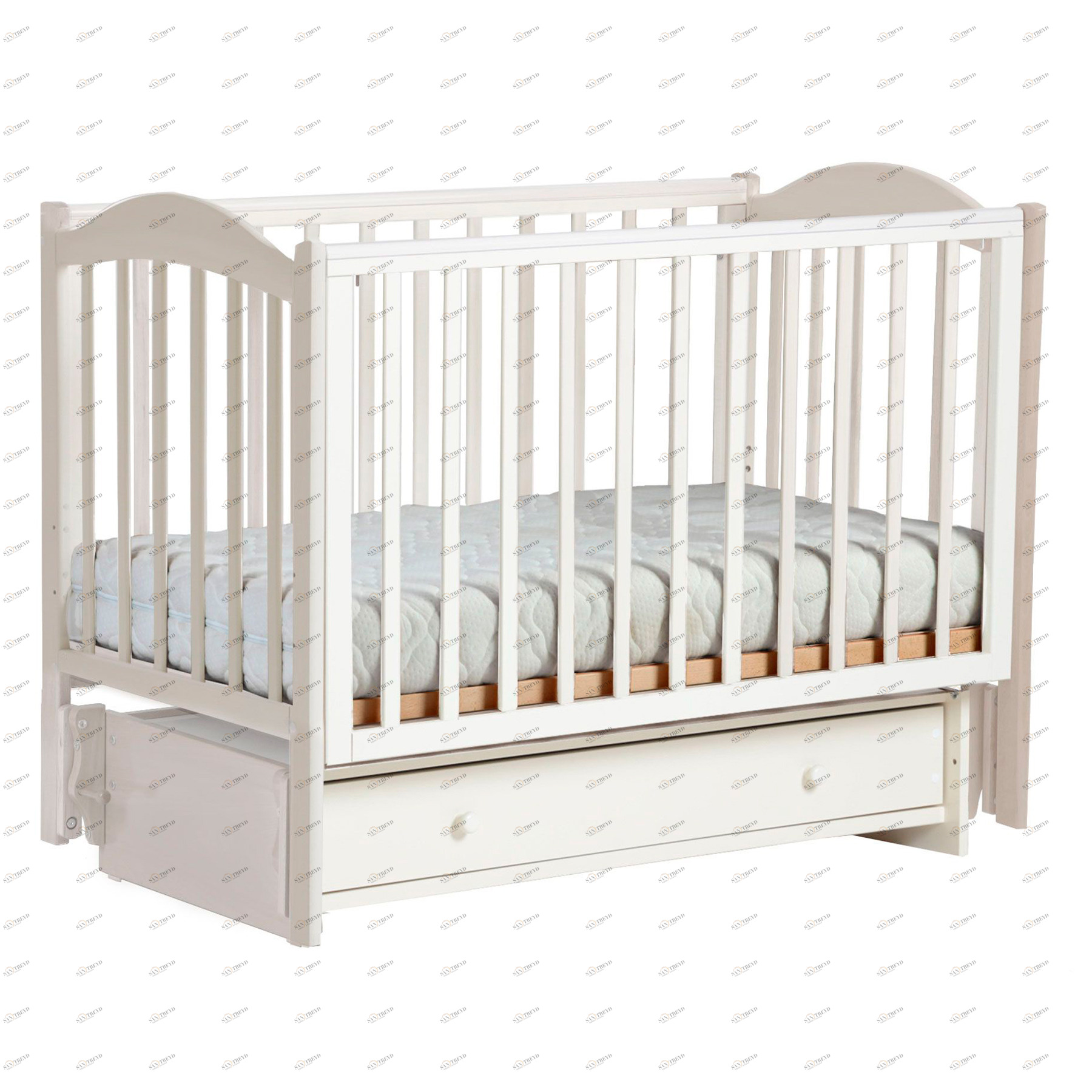 Детская кроватка с универсальным маятником "Кубаночка 2" ваниль ФАБРИКА ЛЕЛЬ  338397 Молочный Santreyd 