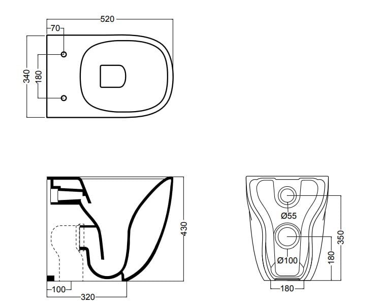 Компактный керамический напольный туалет Axa Wild ARCH-00090172 - Вид №5