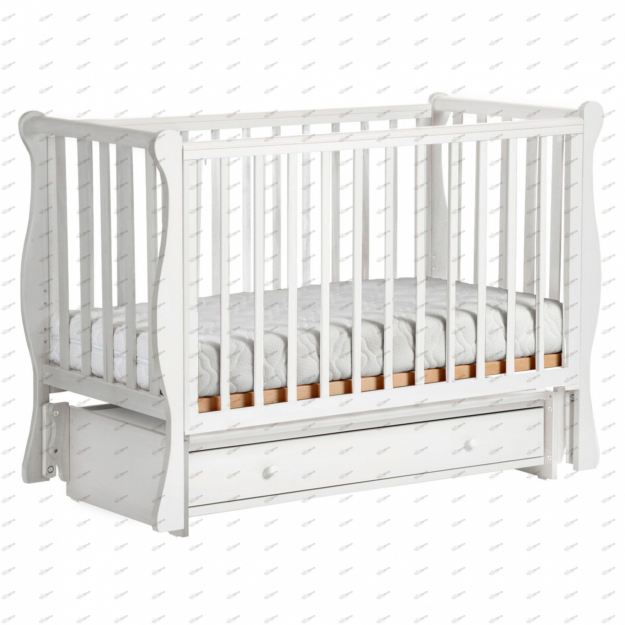 Детская кроватка с универсальным маятником "Кубаночка 4" белая ФАБРИКА ЛЕЛЬ  338403 Белый Santreyd 