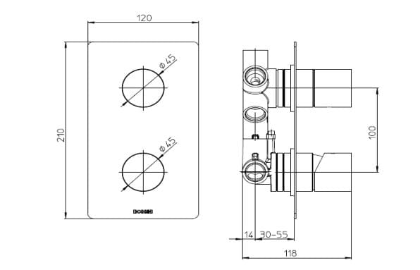 Смеситель для душа из нержавеющей стали Bossini NOBU-Inox AISI 316L ARCH-00035550 - Вид №2