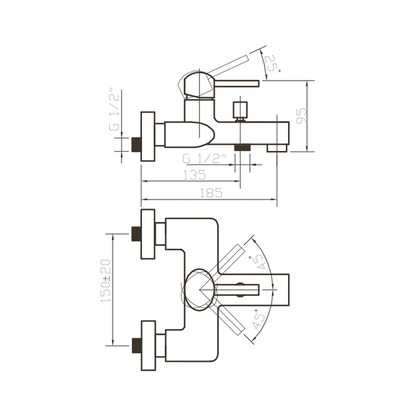 35-05L Sigma  Смеситель для ванны  ARGO kran 3505lsigma - Вид №1