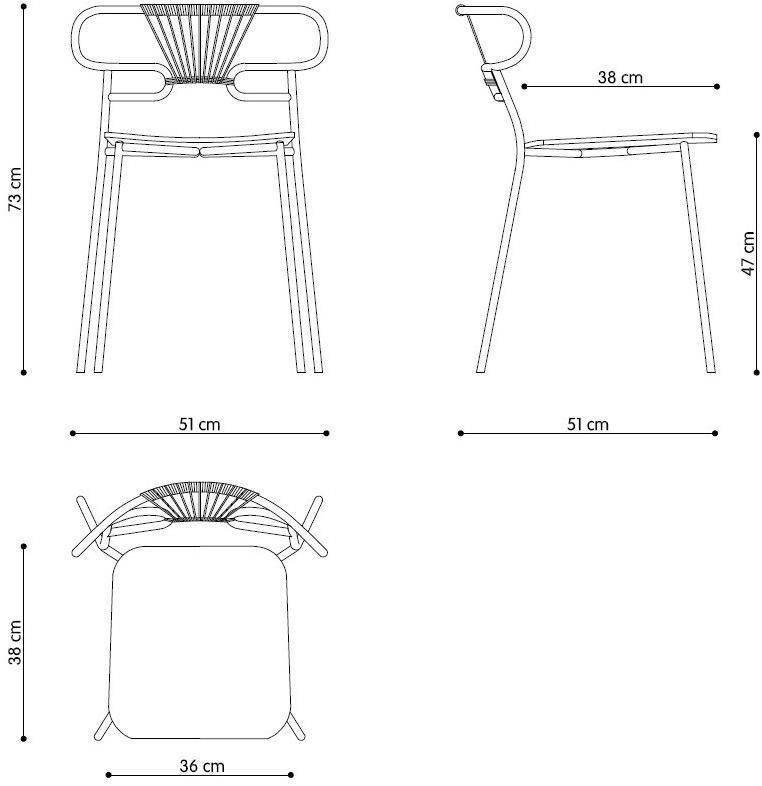 TrabA' Штабелируемый металлический стул со встроенной подушкой и открытой спинкой Genoa 0047-met-cross-im - Вид №4