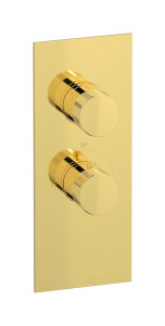 Комплект наружных частей термостата на 1 потребителей - вертикальная прямоугольная панель с ручками Industria WE ARE IB eua111oonid1 Gold Aqua