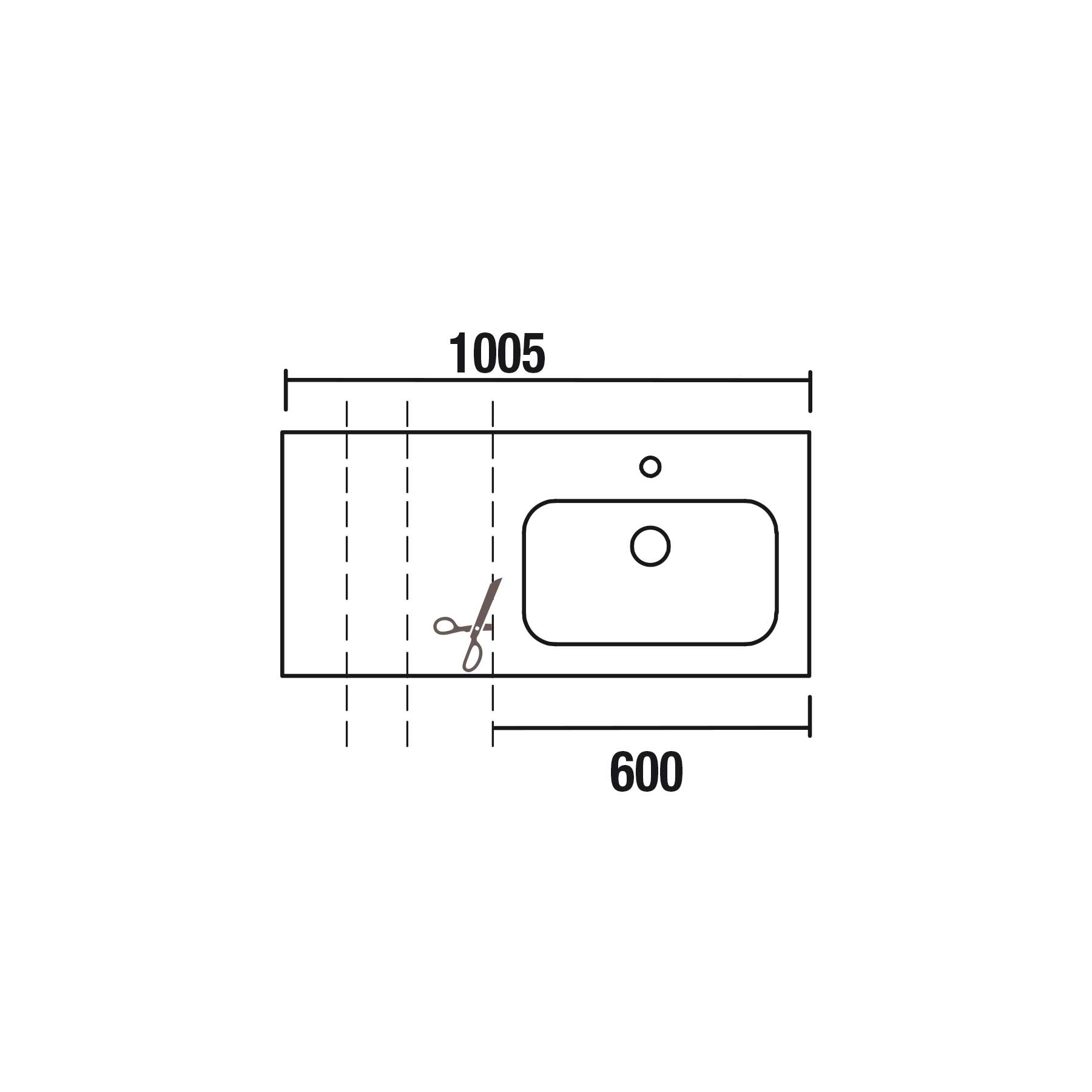 24397 SALGAR Раковина на заказ SOFIA 1005 Тумба слева MINERALMARMO 1005 x 15 x 460 мм - Вид №2